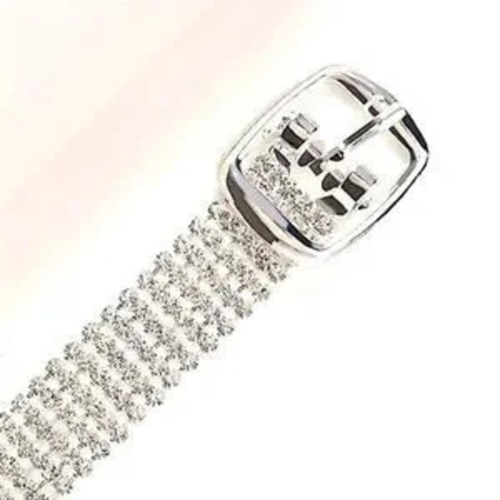 Silver Rhinestone Buckle Ankle Bracelet - Picture 5 of 6